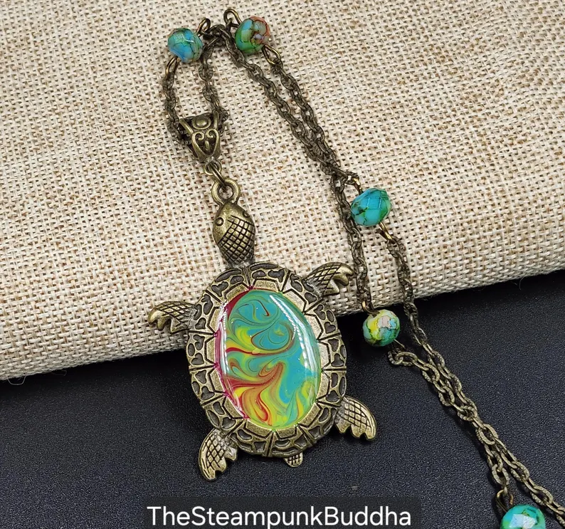 Psychedelic Turtle Pendant