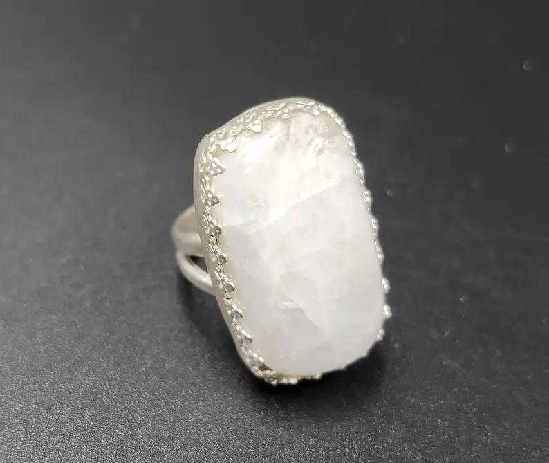 Large, Chunky Moonstone Ring Size 7.75/8